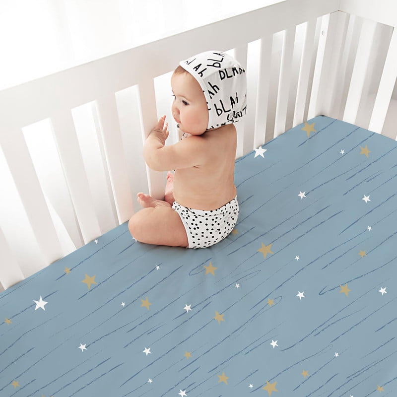 Plushii Baby Crib Sheets Fitted 4 Pack for Boys & Girls, 52'’ x 28'' Soft Microfiber Toddler Bed Sheets for Standard Crib & Toddler Mattresses (Star)