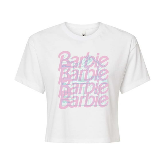 Barbie - Original Logo - Dreamhouse Silhouette - Juniors Cropped Cotton Blend T-Shirt