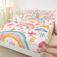 thumbnail image 3 of Homewish Graffiti Boho Rainbow Full Size Sheets,Colorful Flower Floral Bed Sheets,Pink Blue Orange Sheet Sets For Girls,Super Cozy Room Decor,4pcs, 3 of 7