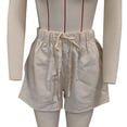 thumbnail image 2 of Pantalones cortos de verano para mujer, pantalones cortos elásticos de cintura media con cierre de cordón, pantalones cortos casuales con bolsillos laterales, 2 of 3
