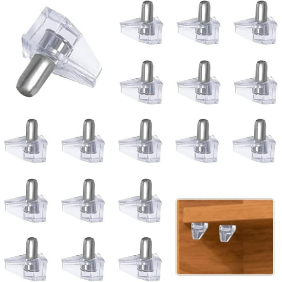 shiyou-50 Pcs 5mm Clear Plastic Cabinet Shelf Support Pins, Clear Shelf Support Pegs, Shelf Pins Clear Shelf Support Pegs, Shelf Holder Replacement Peg, Shelf Holder Bracket Steel Pins