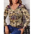 thumbnail image 6 of Zeagoo Casual Long Sleeve Shirts for Women Boho Floral Blouse V Neck Work Tunic Tops Daily Wear, 6 of 6