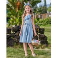 thumbnail image 5 of Oudiya Girls One Shoulder Dress Formal Ruffle Trim Birthday Party Dresses with Belted Pockets for Kids 5-12Y, 5 of 7