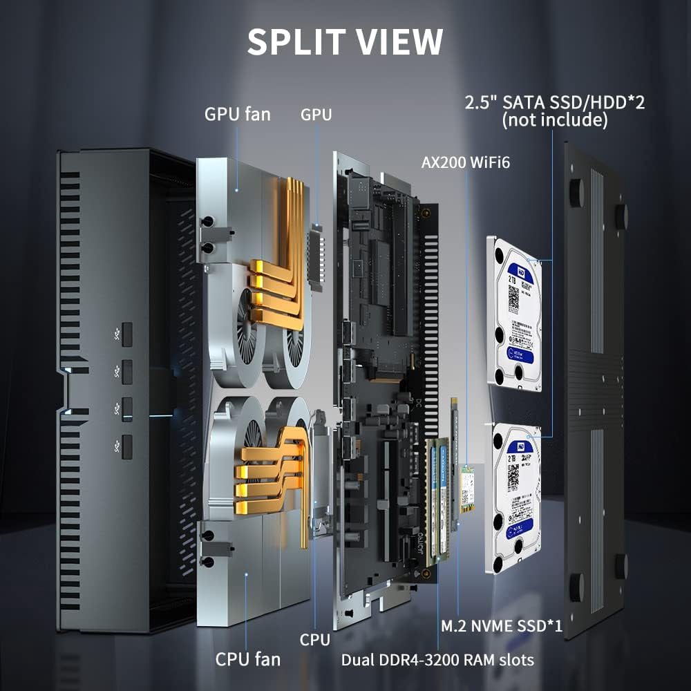 Mini PC Gaming i9-12900F 16 Cores Upto 5.1GHz, Desktop Computer RTX3060 12G, Windows 11 Pro, 16G DDR4 RAM 2T SSD, Optical, Wifi6 BT5.1, HDMI*2 DP*2 8K@60Hz Four Display
