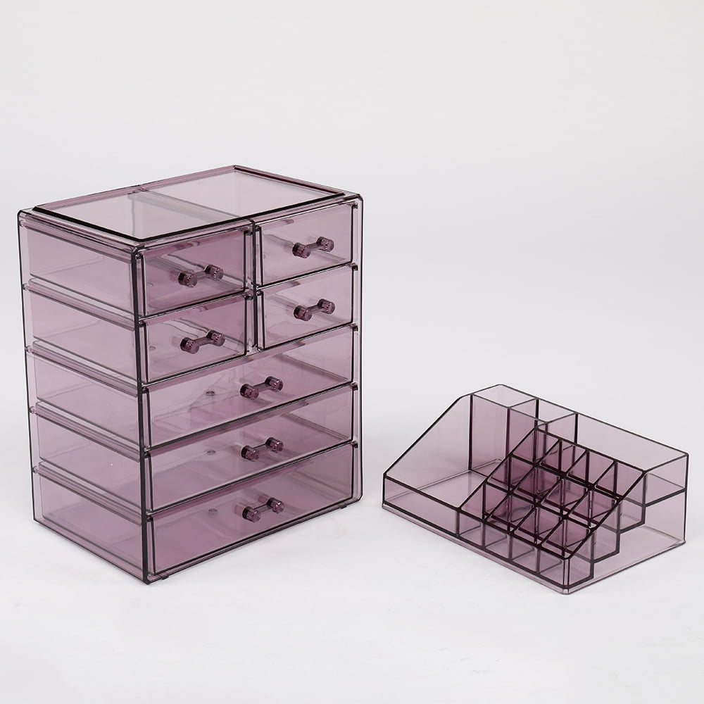 Private Jungle Makeup Organizer Acrylic Cosmetic Storage Drawers and Jewelry Display Box,7 Large Drawers,Purple Private Jungle Makeup Organizer Acrylic Cosmetic Storage Drawers and Jewelry Display Box,7 Large Drawers,Purple