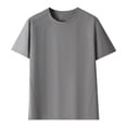 thumbnail image 6 of Sports Shirts Dqueduo Men's Short Sleeved Round Neck Elastic Breathable Top Casual Sports T-shirt Dark Gray S, 6 of 6