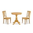thumbnail image 2 of East West Furniture - ESAV3-OAK-W - 3-Pc Kitchen Table Set - 2 Modern Dining Room Chairs and 1 Dining Room Table (Oak Finish), 2 of 10