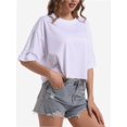 thumbnail image 5 of Women's Comfy Basic Workout Gym Short Sleeve Crop Tops Casual Loose Oversized T-Shirts, 5 of 6