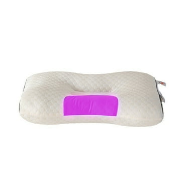 AUQ Memory Foam Pillow,Contour Support Memory Foam Neck Pillow,Ergonomic Orthopedic Sleeping Neck Contoured Support Pillow,Pink