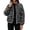 Black, variant on Women Polka Dot Quilted Jacket Stand Collar Zip Front Contrast Piping Diamond Pattern Side Pockets Long Sleeve for City Errands and Weekend Walks