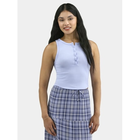 No Boundaries Cotton Stretch Ribbed Cropped Tank Top, Women’s XS-3XL