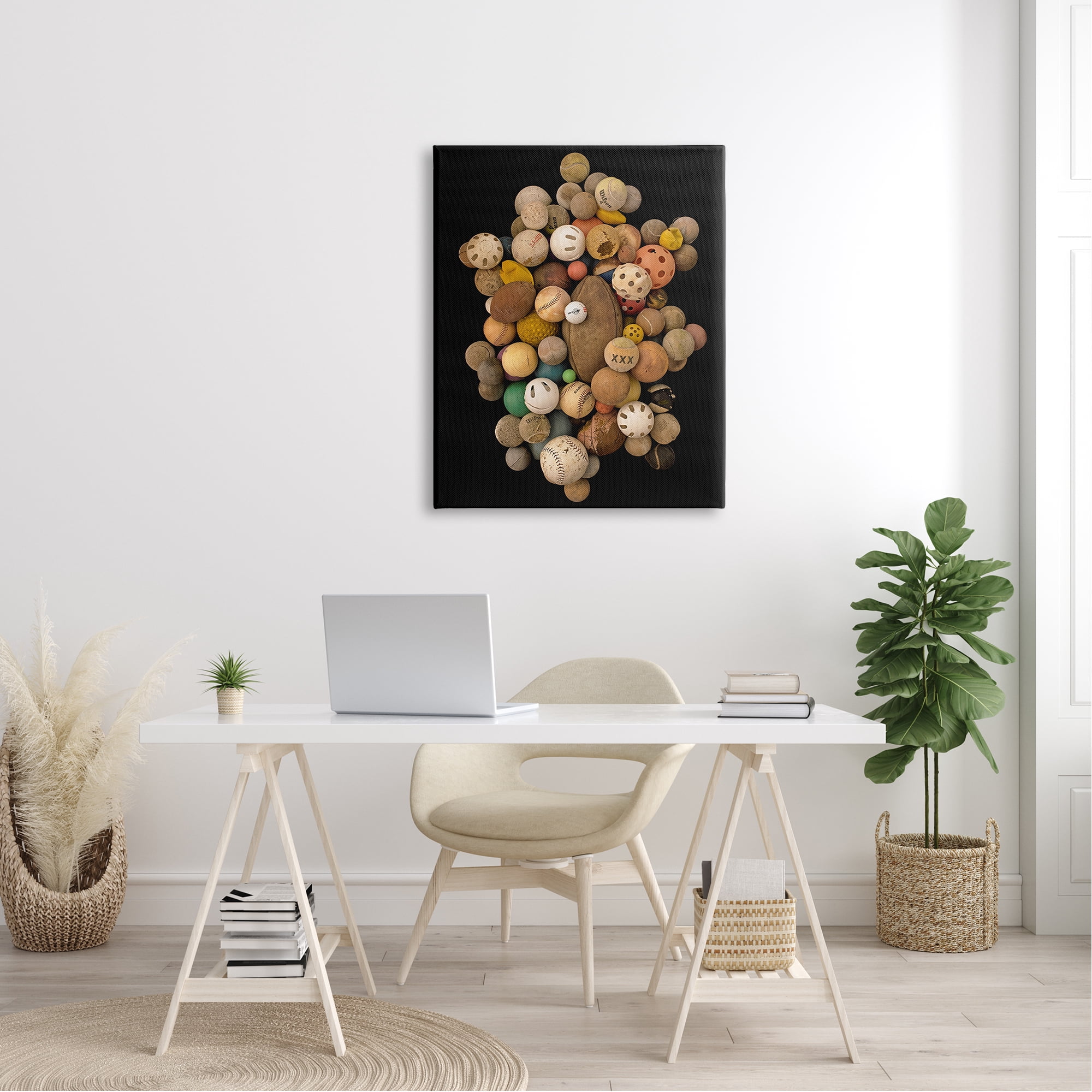 Stupell Industries Intriguing Sports Balls Equipment Various Footballs Baseballs Canvas Wall Art, 30 x 40, Design by Barry Rosenthal