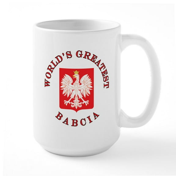 CafePress - World's Greatest Babcia Crest Large Mug - 15 oz Ceramic Large White Novelty Mug