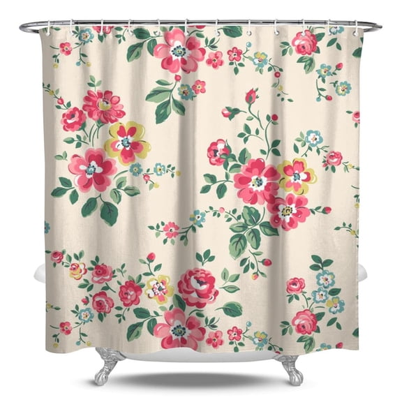 Waterproof Pioneer Shower Curtain 84x72 Inch Polyester Unique Colorful Floral Shower Curtain for Bathroom Hotel Home Decor with 12 Plastic Hooks