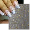 thumbnail image 3 of Pegatinas metálicas plateadas para uñas, 3D, nubes doradas, Luna, sol, planeta, esmalte de Gel autoadhesivo, deslizadores de manicura, decoración BESW-TN, 3 of 7