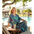 thumbnail image 5 of HAPPY BAY Women's Summer Loungewear African Beach Cover Up Slit Dress Home Wear Maxi Dresses Caftans for Women 2X-3X Cyan, Floral, 5 of 5