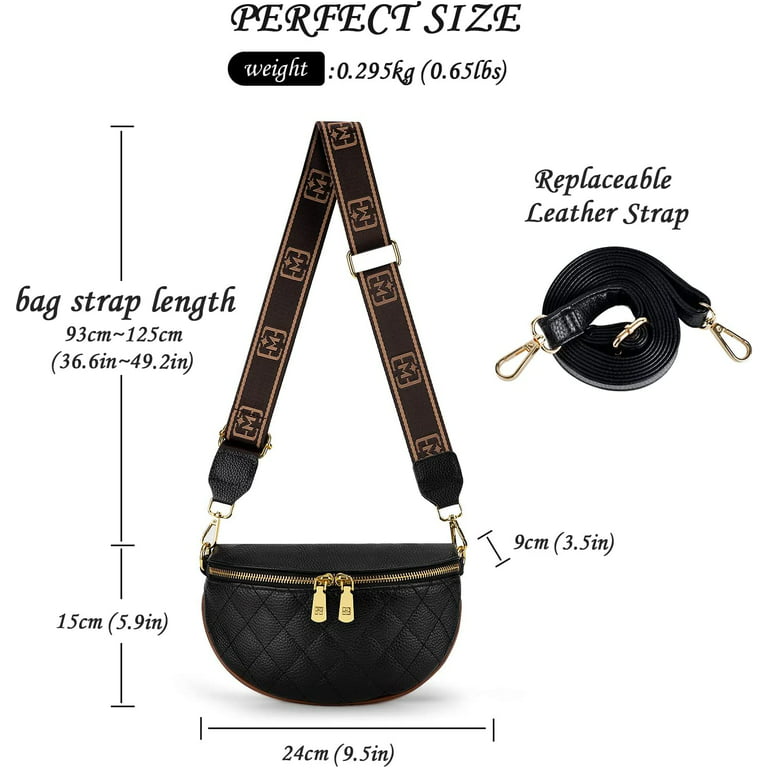  Eslcorri Crossbody Bags for Women - Fashion Sling Purse  Shoulder Bag Fanny Pack Leather Causal Chest Bum Bag with Adjustable Wide  Strap for Workout Traveling Running Shopping - Black