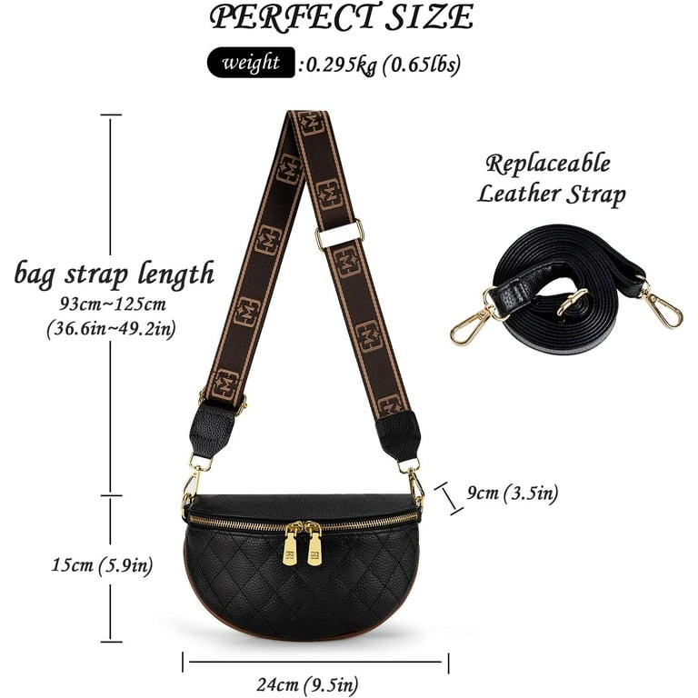 Cross Body Bag Shoulder Purses for Women Trendy Black Small Genuine Leather  Belt Sling Bum Fashion Fanny Pack Crossbody Bags Cute Designer Everywhere