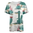 thumbnail image 4 of Trendfront Womens Cactus Graphic Print Tee Summer Short Sleeve T Shirts Fashion Crewneck Casual Loose Fit Stylish Pullover Clothing, 4 of 4