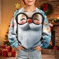 thumbnail image 5 of Nekdswn Kids Christmas Sweatshirt Ugly Xmas Santa Graphic Hooded Pullover Drop Shoulder Long Sleeve Top Warm Fleece Lined Winter Holiday, 5 of 7