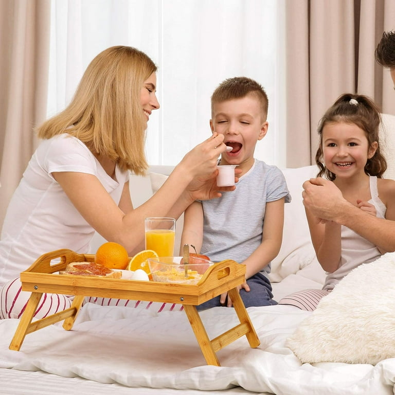 Bed Tray for Eating With Foldable Legs, Breakfast Table for Sofa