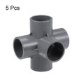 thumbnail image 3 of Conector de tubo en forma de codo de 5 vías, grado de muebles, accesorios de esquina en forma de T de 1 pulgada, color gris, 5 piezas, 3 of 3