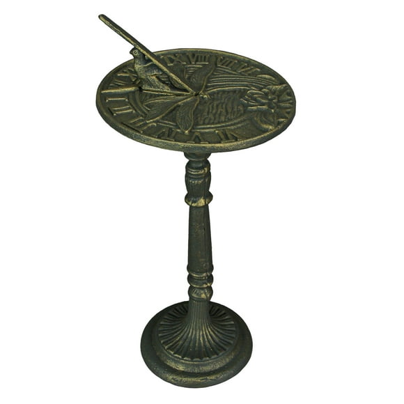 21-Inch Cast Iron Verdigris Dragonfly Sundial: A Unique Blend of Artistry and Functionality for Your Garden, Patio, or Pool Area, Infusing Timeless Charm To Exterior Spaces
