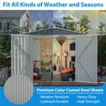 thumbnail image 3 of 8 x 6 FT Outdoor Waterproof Garden Tool Storage Sheds with Metal Foundation with Floor Frame, Tool Shed with Lockable Hinged Doors & Air Vents, Storage House Waterproof for Backyard, Lawn, Gray, 3 of 9
