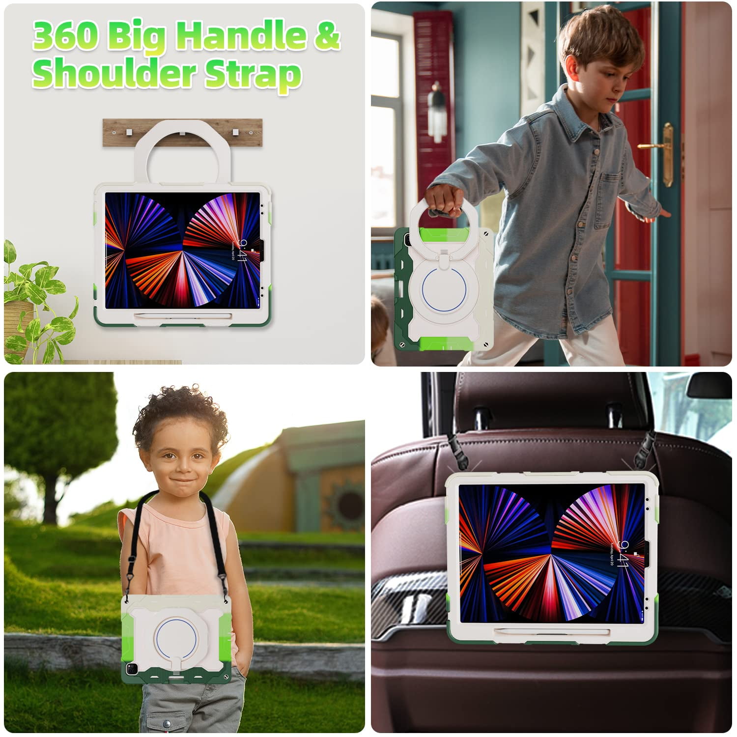 ROISKIN for iPad Pro 12.9 inch Case (6th/5th/4th/3rd generation)with Screen Protector for Kids, 360 Kickstand,Handle, Pencil Holder,Shoulder Strap Heavy Duty Rugged 12.9 iPad Case