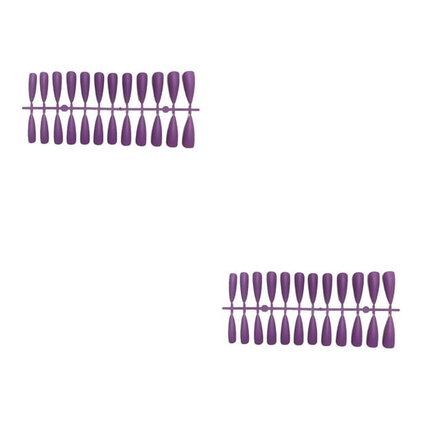 Minnieouse Tabletas para mejorar las uñas Diseño de puntos elegantes Durabilidad Textura esmerilada Puntas de manicura para uñas postizas usables JM-13Púrpura 2piezas Minnieouse CBP456188