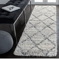 thumbnail image 3 of SAFAVIEH Fontana Shag Darina Diamond Plush Runner Rug, Grey/Ivory, 2'3" x 22', 3 of 9