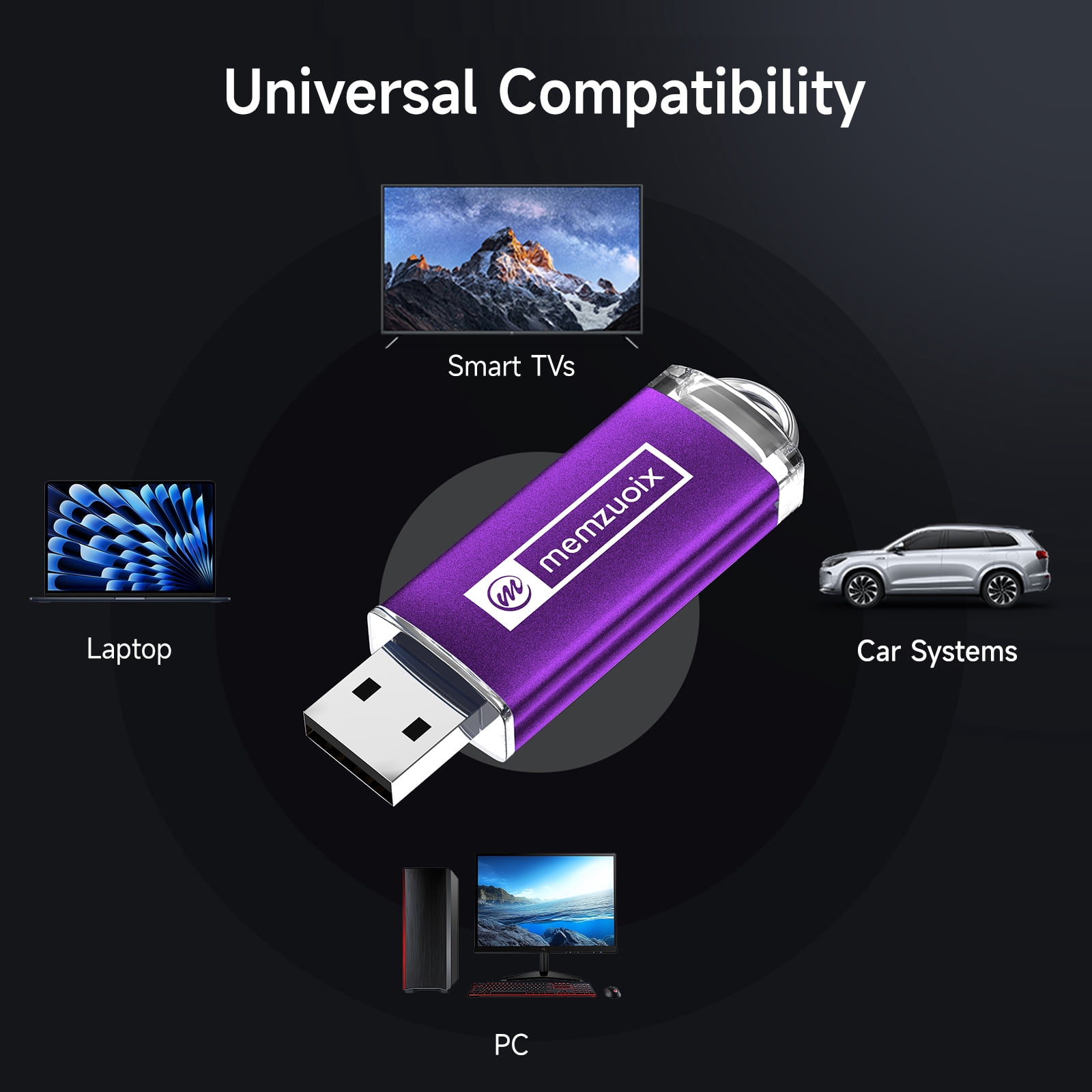 memzuoix 2 Pack 64GB Mini Flash Drives USB 3.0 Gaming Thumb Jump Drive Bulk Memory Stick for Laptop PC Data Storage Backup，Red&Purple