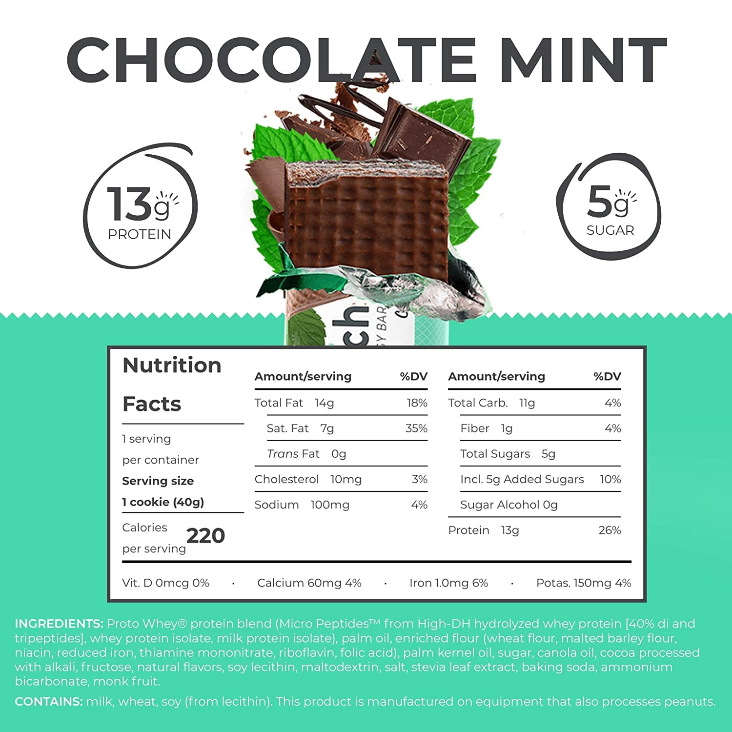 Power Crunch Protein Energy Wafer Bar – Chocolate Mint (12-Pack)