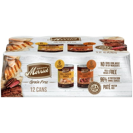 UPC: 0022808800088 | Merrick Grain Free Premium And Natural Canned Dog Food Soft And Healthy Real Beef And Chicken Variety Pack – (1) 9.5 lb. Cans