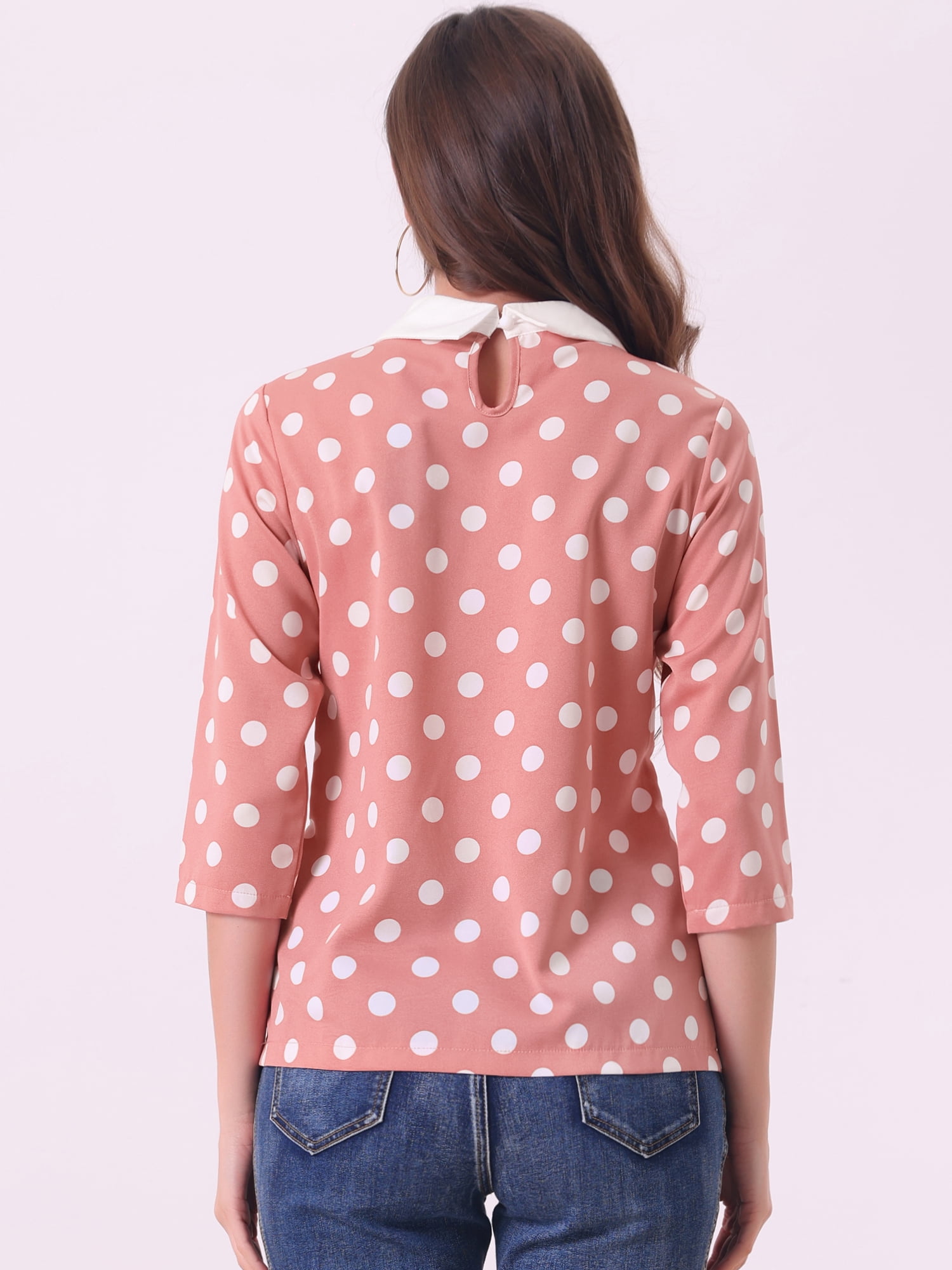 DARING DIVA Blouses 3/4 Sleeves Solid Office Work Tops M Coral