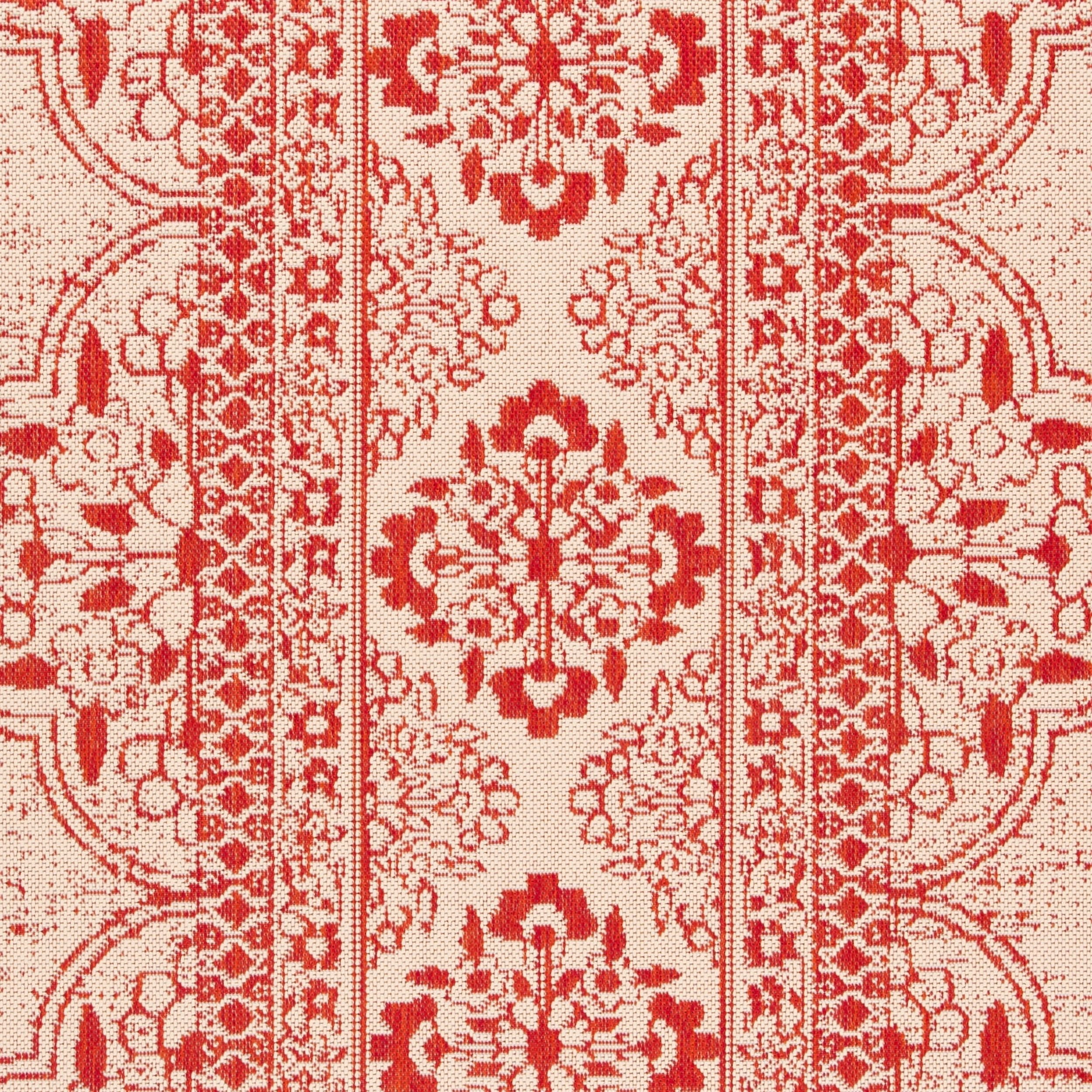 SAFAVIEH Beach House Kiaran Southwestern Indoor/Outdoor Area Rug Red/Cream, 6'7" x 6'7" Square