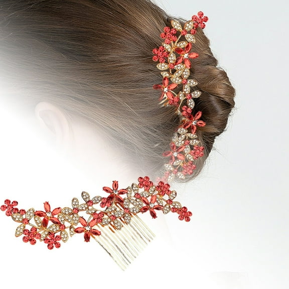 Bridal Hair Comb with and Pearls, Gold Rhinestone Wedding Headpiece Hair Accessories for Women, Bridesmaid Girls Ceremony and Special Occasions