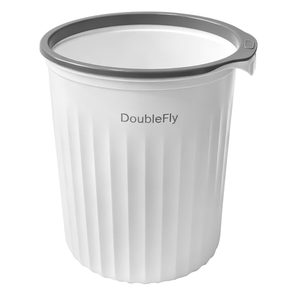 DoubleFly 4.5-Gallon Small Trash Can with Press-Top Lid, Slim Rectangular Garbage Bin for Bathroom, Bedroom or Home Office