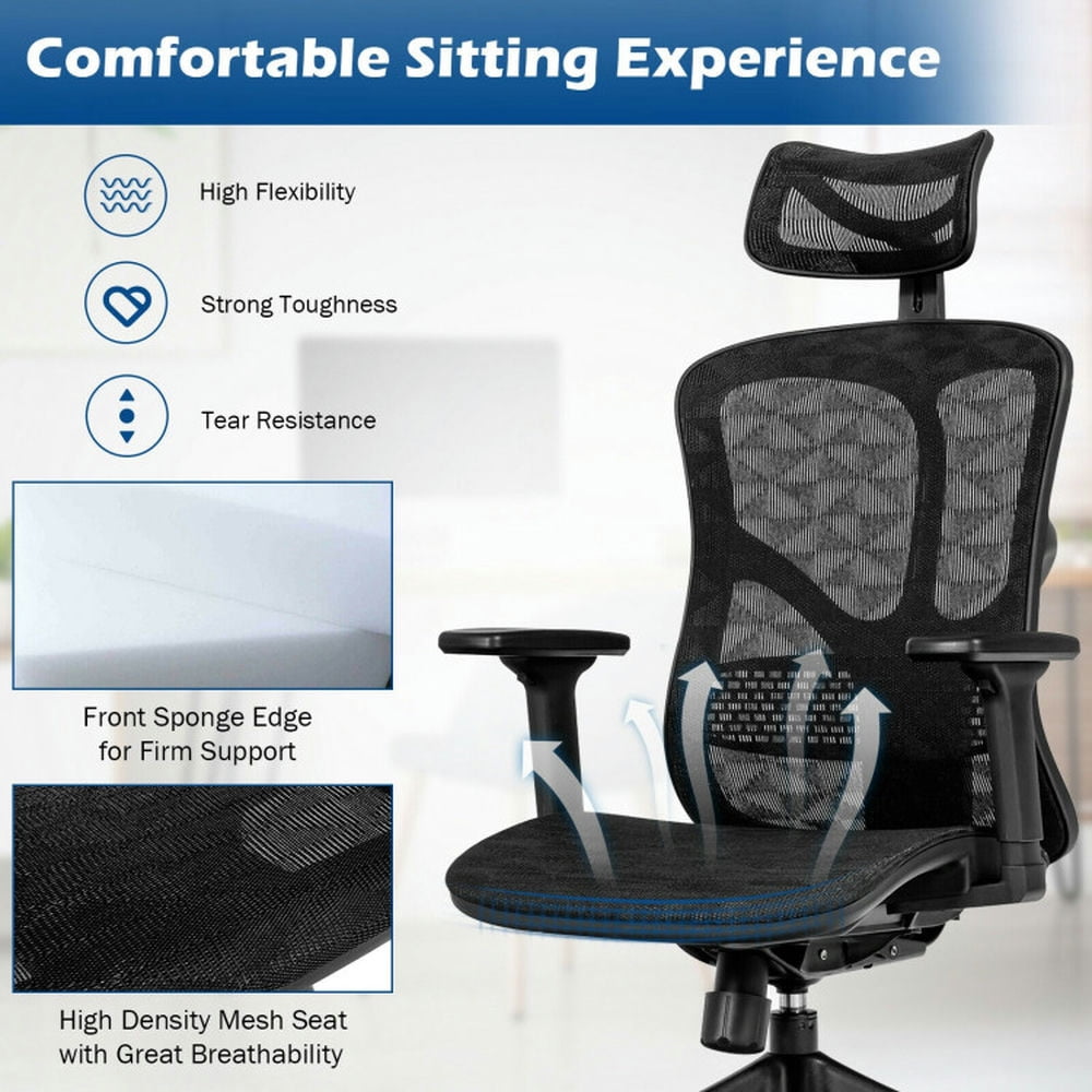 Demi Bonn Ergonomic High Back Mesh Adjustable Swivel Office Chair, Rolling Work Chairs for Home, Bedroom, Study, Black