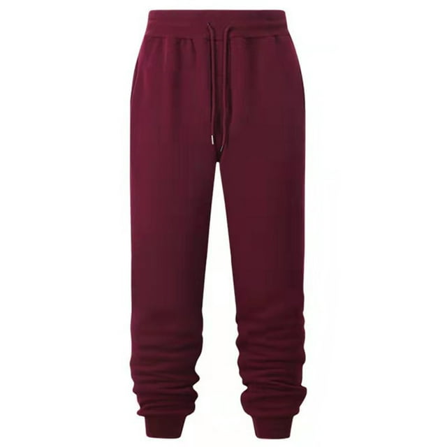 Innerwin Trousers Drawstring Men Bottoms Sport High Waisted Casual Pants Claret 2XL