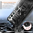 thumbnail image 2 of Nagebee Case for Samsung Galaxy S22 with Tempered Glass Screen Protector (Full Coverage), Full-Body Protective Shockproof [Military-Grade], Built in Kickstand, Heavy-Duty Durable Case (Black), 2 of 5