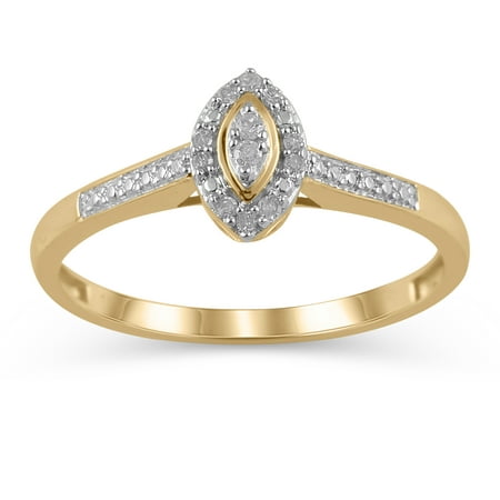 1/20 Carat T.W. JK-I2I3 Hold My Hand diamond marquise promise ring in 10K Yellow Gold, Size 7