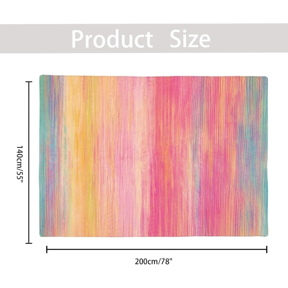 Vibrant Rainbow Area Rug - Colorful Stripe Kids Rug, Plush Machine Washable Rug for Girls Bedroom, Nonslip Kids Carpet for Nursery