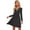 Black, variant on Women's Long Sleeve Tie Waist Ruffle Hem Dress Casual Chic Surplice Mini Line 95% polyester 5% spandex everyday