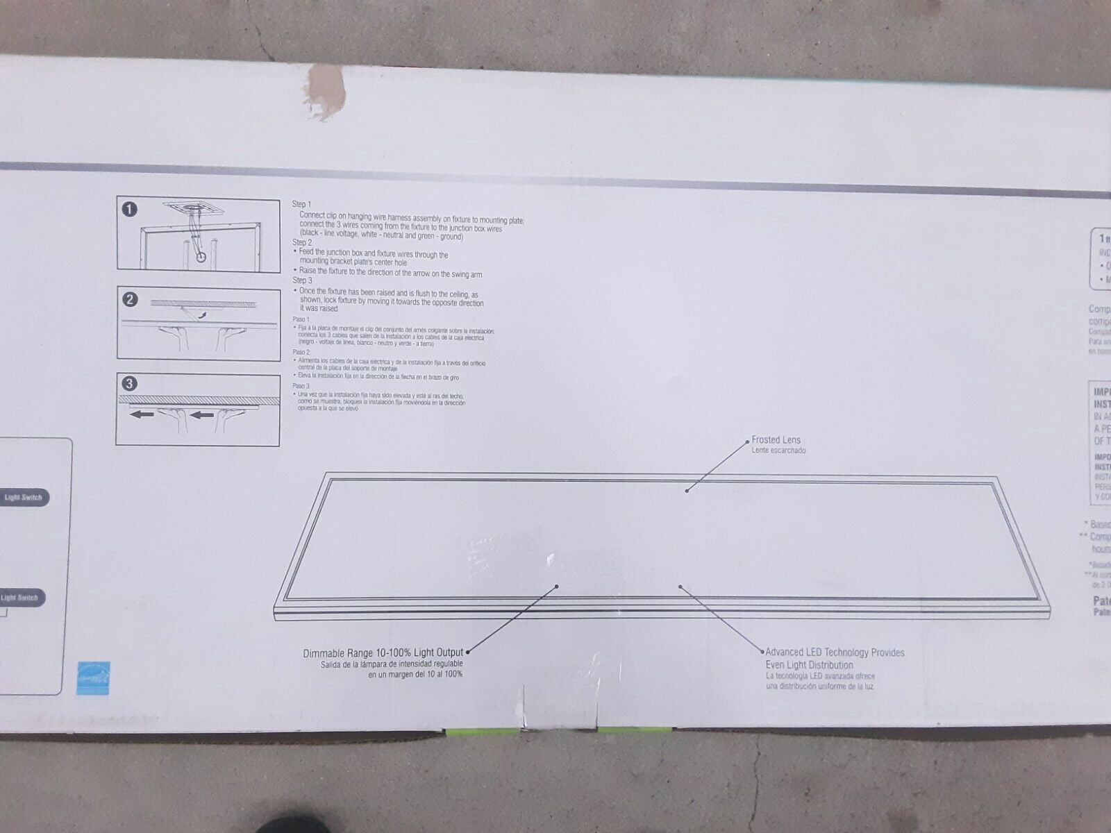 Commercial Electric 1'x 4' 50W White LED Flat Panel Flush Mount Ceiling Light