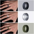 thumbnail image 7 of Avaner Silicone Wedding Ring for Men: 7 Pack 8mm Width Breathable Air Grooves Silicone Rubber Wedding Engagement Bands New Year Christmas Valentine's Day Gift, Size 9, 7 of 7