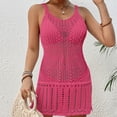 thumbnail image 5 of Brilliant Beach Cover up Womens Bathing Suit Crochet Cover Ups Bikini Swimsuit Loose Sling Coverup Dress Sexy Sleeveless Tank Hollow Out(Pink,One size), 5 of 5