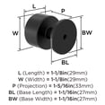 thumbnail image 5 of Amerock Balon 1-1/8 inch (29mm) Diameter Matte Black Cabinet Knob, 5 of 6