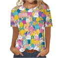 thumbnail image 1 of Blusas para las Mujeres Casual Impreso Cuello Redondo Manga Corta Camiseta Top, Tops Cortos para las Mujeres Primavera Verano, 1 of 5