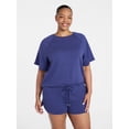 thumbnail image 2 of Joyspun Women's French Terry Lounge Sleep Short Sleeve Top and Shorts Set, 2-Piece, Sizes XS-3X, 2 of 6